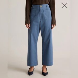 Quince Organic Stretch Cotton Chino Cropped Wide Leg Pants
